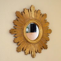 Miroir soleil en bois doré vintage