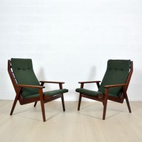Paire de fauteuils lounge Rob Parry années 50