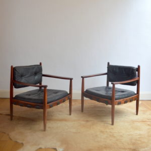 paire de fauteuils bois de rose années 70 vintage 22