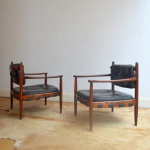 paire de fauteuils bois de rose années 70 vintage 8