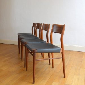 chaises scandinave teck et cuir vintage 12