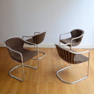 4 chaises chromé design années 60 : 70 vintage 16