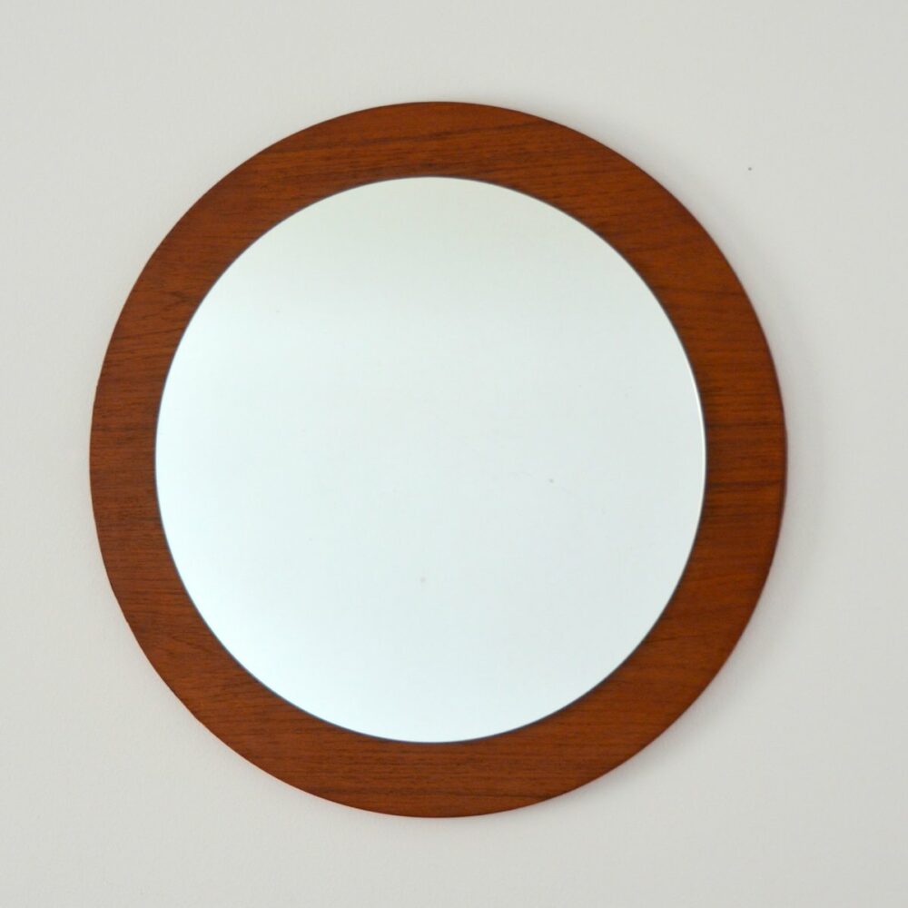 Miroir rond scandinave teck 1960s