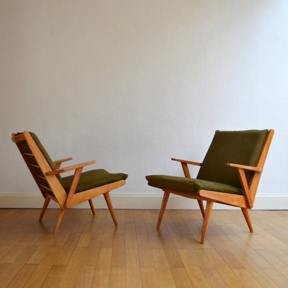 Paire de fauteuils Rob Parry années 50 / 60 vintage