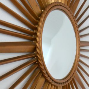 Grand miroir soleil : bombé : oeil de sorcière Chaty Vallauris années 50 : 60 vintage 32