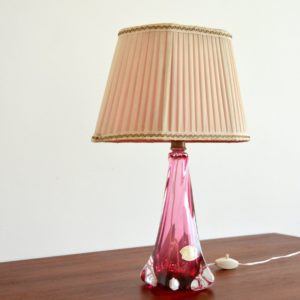 Lampe de table en cristal Val St. Lambert 1960 vintage 24