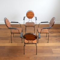 4 chaises de jardin bois et métal 1950 vintage 2