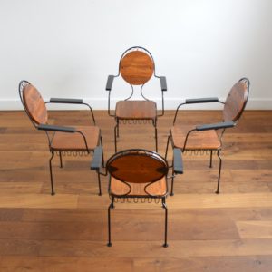 4 chaises de jardin bois et métal 1950 vintage 2