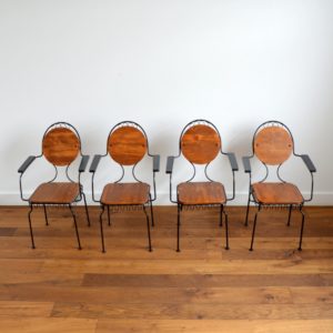 4 chaises de jardin bois et métal 1950 vintage 4