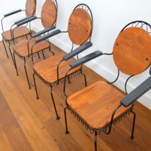 4 chaises de jardin bois et métal 1950 vintage 6