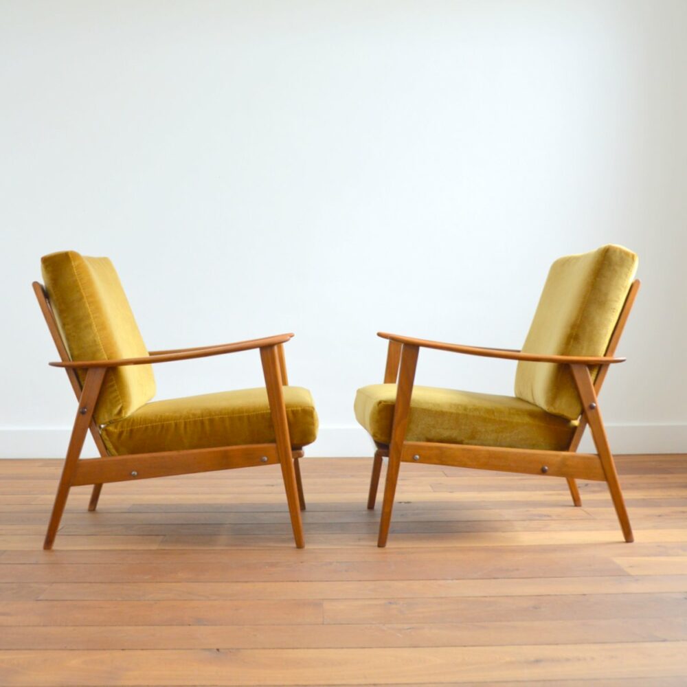 Paire de fauteuils scandinave teck 1960s