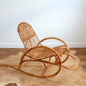 Rocking chair en rotin Rohe Noordwolde﻿ années 50 : 60 vintage 1