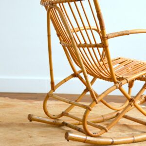 rocking chair bambou et rotin Rohe Noordwolde 1950 : 1960 vintage 18