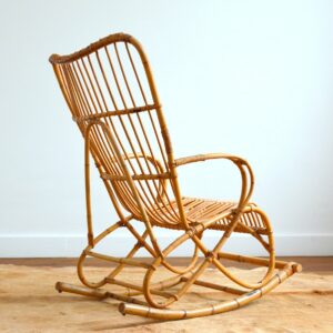 rocking chair bambou et rotin Rohe Noordwolde 1950 : 1960 vintage 20