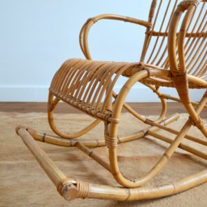 rocking chair bambou et rotin Rohe Noordwolde 1950 : 1960 vintage 32