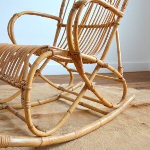rocking chair bambou et rotin Rohe Noordwolde 1950 : 1960 vintage 33
