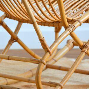 rocking chair bambou et rotin Rohe Noordwolde 1950 : 1960 vintage 44