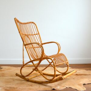 rocking chair bambou et rotin Rohe Noordwolde 1950 : 1960 vintage 6