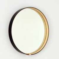 Miroir rond contour en verre noir 1960s