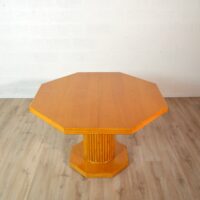 Table à repas octogonale avec rallonge bois et bambou 1980s