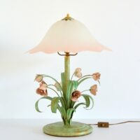 Lampe de table bouquet de fleurs / Roses fer forgé 1960 vintage