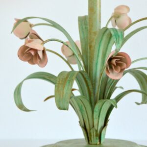 Lampe bouquet de fleurs : Roses fer forgé 1960 vintage 20