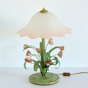 Lampe bouquet de fleurs : Roses fer forgé 1960 vintage 25
