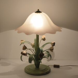 Lampe bouquet de fleurs : Roses fer forgé 1960 vintage 26
