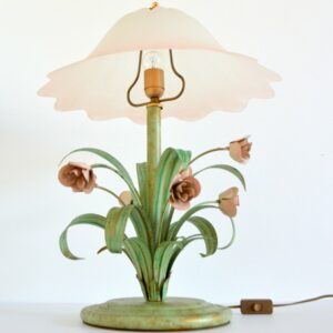 Lampe bouquet de fleurs : Roses fer forgé 1960 vintage 3