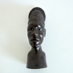 Sculpture tête Africaine en bois ébène 1940 vintage 18