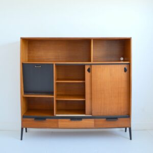 Buffet : Vaisselier : Meuble de rangement pieds compas scandinave teck 1950 vintage 16