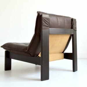 Fauteuil cuir Brutaliste : Scandinave 1970 vintage 20