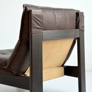 Fauteuil cuir Brutaliste : Scandinave 1970 vintage 21