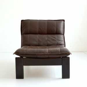 Fauteuil cuir Brutaliste : Scandinave 1970 vintage 25