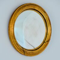 Petit miroir en bois doré convexe / oeil de sorcière 1960s