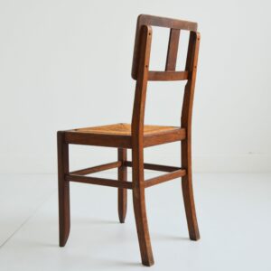 6 chaises Pierre Cruege Bois et paille 1950 vintage 21