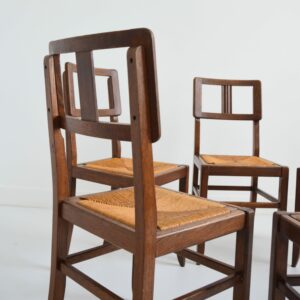 6 chaises Pierre Cruege Bois et paille 1950 vintage 3