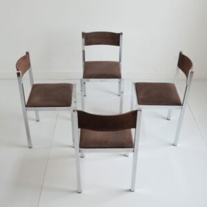 4 chaises Milo Baughman : 1970 : Italie vintage 1