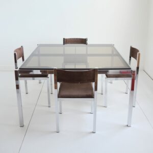 Dining table – Table à manger Milo Baughman chrome et verre circa 1960 vintage 28