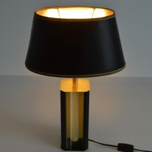 Lampe de table aluminium doré 1970 vintage 19