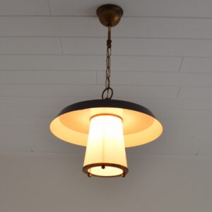 Suspension opaline Louis Kalff 1950 vintage 7