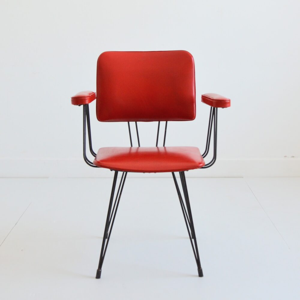 Fauteuil rétro pieds Eiffel vintage 1950s