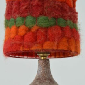 Lampe de table en grès :terre cuite : laine multicolore 1960 vintage 12