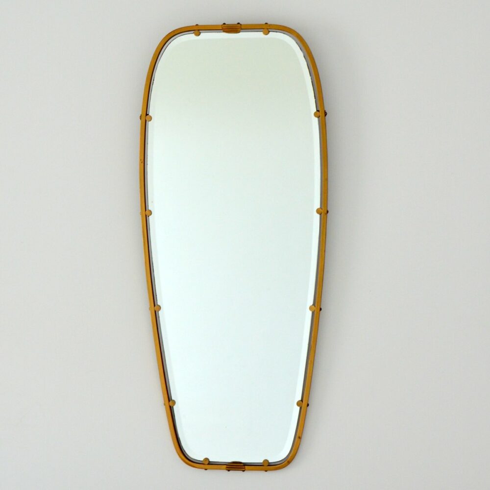 Superbe miroir forme libre en laiton massif année 50 / 60 vintage