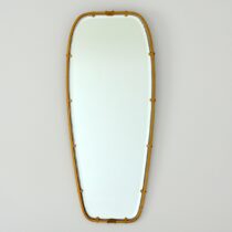 Miroir forme libre en laiton massif 1950 vintage 27