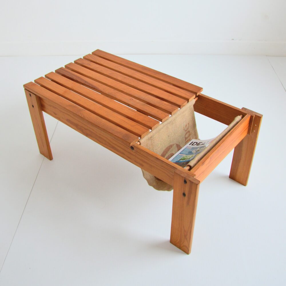 Table basse / Porte journaux Brutaliste vintage 1960 / 1970