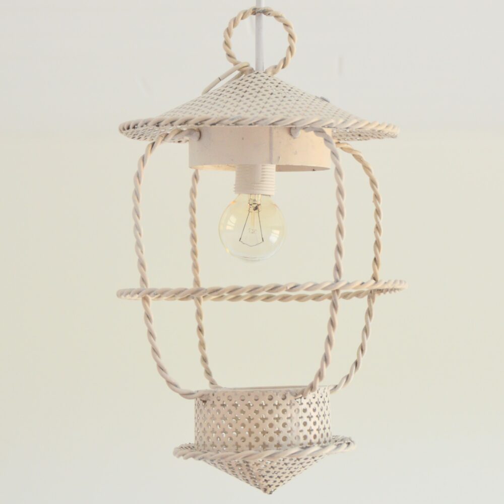 Lanterne / Suspension en métal perforé Mategot vintage 1950s