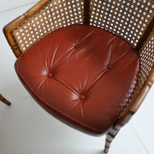 Paire de fauteuils bois et cannage ancien XIXème vintage 10