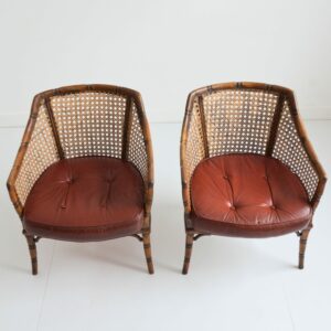 Paire de fauteuils bois et cannage ancien XIXème vintage 14