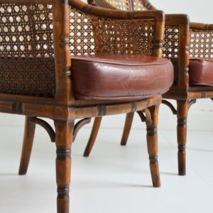 Paire de fauteuils bois et cannage ancien XIXème vintage 22